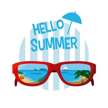 Merhaba güneş gözlüğü vektör çizim grafik tasarım yaz