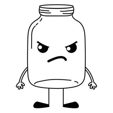 kızgın mason cam kawaii kollar ve bacaklar vektör çizim ile satır