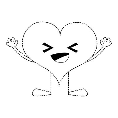 vektör çizim şekli mutlu kalp tutku kawaii kolları ve bacakları ile noktalı