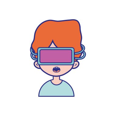 sanal video oyun vektör çizim için 3d gözlük ile çocuk