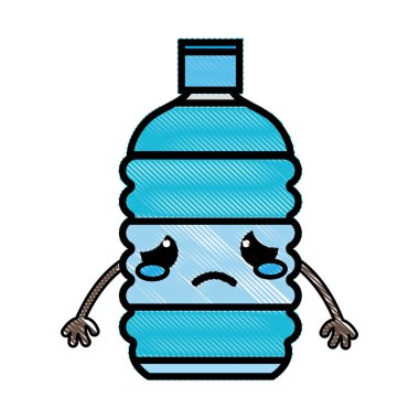 rendelenmiş üzgün ve ihale şişe etmek kawaii vektör çizim