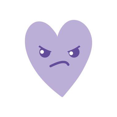 renkli sevimli kızgın kalp kawaii karikatür vektör çizim