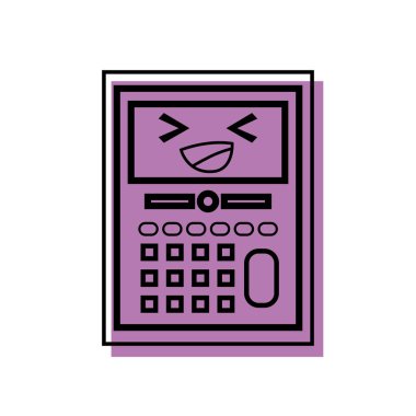 renk mutlu ve sevimli hesap makinesi nesne kawaii vektör çizim