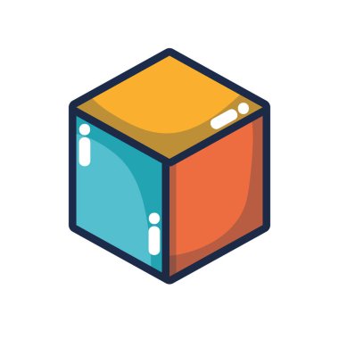 Geometrik ve soyut tema izole tasarım vektör çizim şeklini küp
