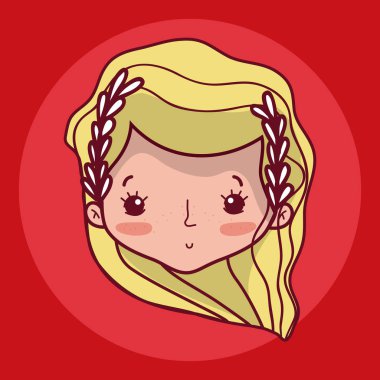 Güzel küçük kız yüz karikatür vektör çizim grafik tasarım