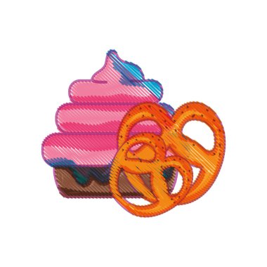 pasta tatlı tuzlu kraker tatlı gıda vektör çizim ile