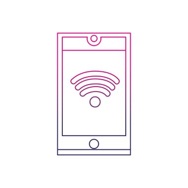 renkli smartphone teknoloji ile wifi bağlantı simge vektör çizim
