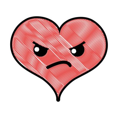 rendelenmiş kızgın kalp tutku kawaii karakter vektör çizim