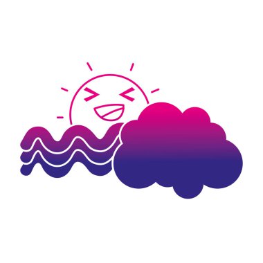 siluet mutlu güneş bulut ve gökkuşağı hava vektör çizim ile