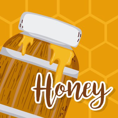 Tatlı bal kartı ahşap varil karikatürler vektör çizim grafik tasarım ile