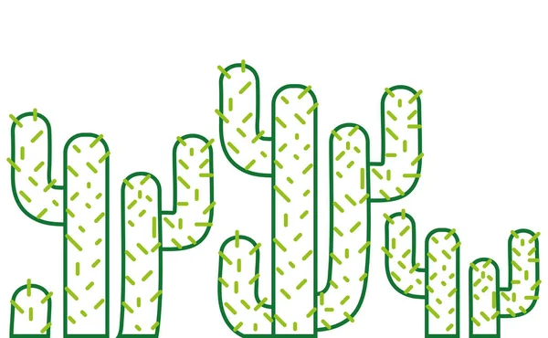 Ligne Couleur Plantes Cactus Naturel Tropical Illustration Vectorielle Conception — Image vectorielle