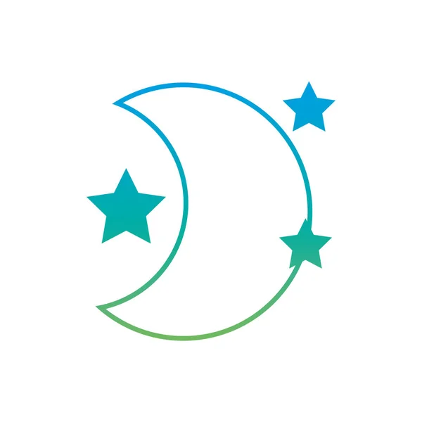 Silhueta Bonito Lua Com Estrelas Espaço Noturno Vetor Ilustração — Vetor de Stock