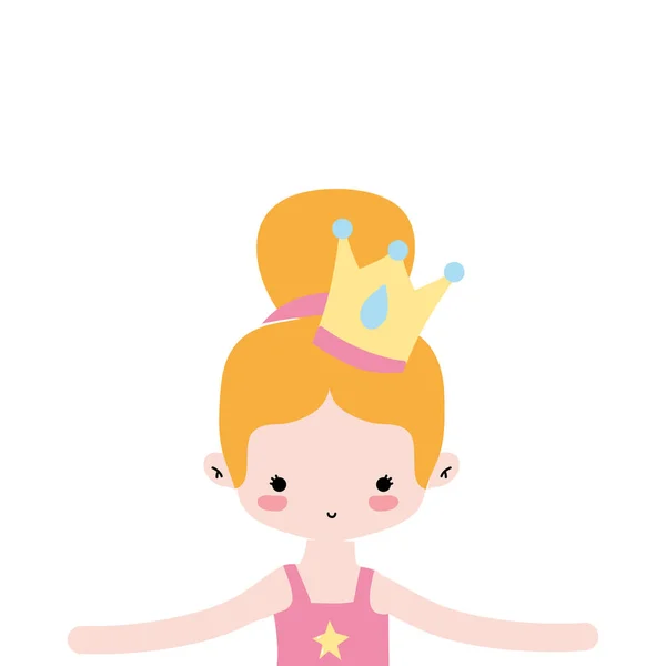 Ballet Dansant Fille Avec Cheveux Chignon Illustration Vectorielle Couronne — Image vectorielle