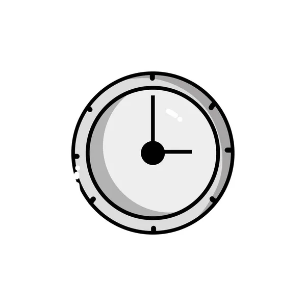 Escala Cinza Parede Círculo Relógio Objeto Design Vetor Ilustração — Vetor de Stock