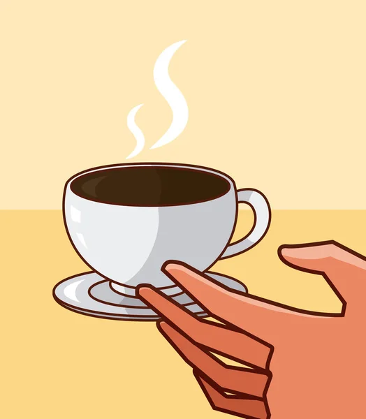 Mão Agarrando Copo Café Vetor Ilustração Design Gráfico — Vetor de Stock