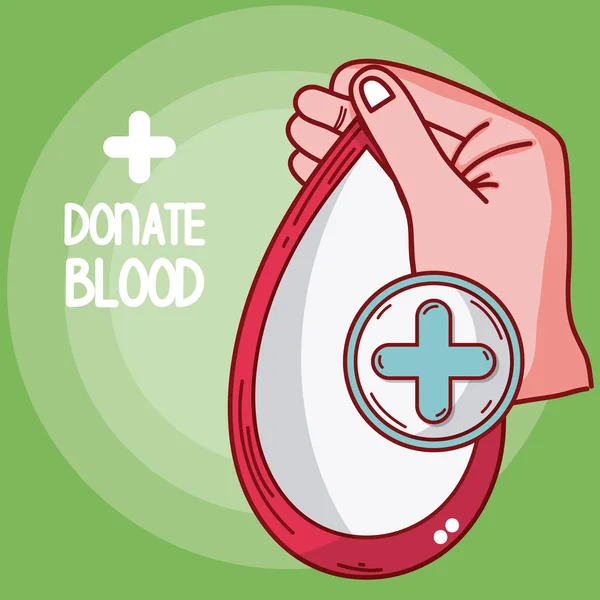 Donar Mano Sangre Con Diseño Gráfico Ilustración Vector Gota — Vector de stock