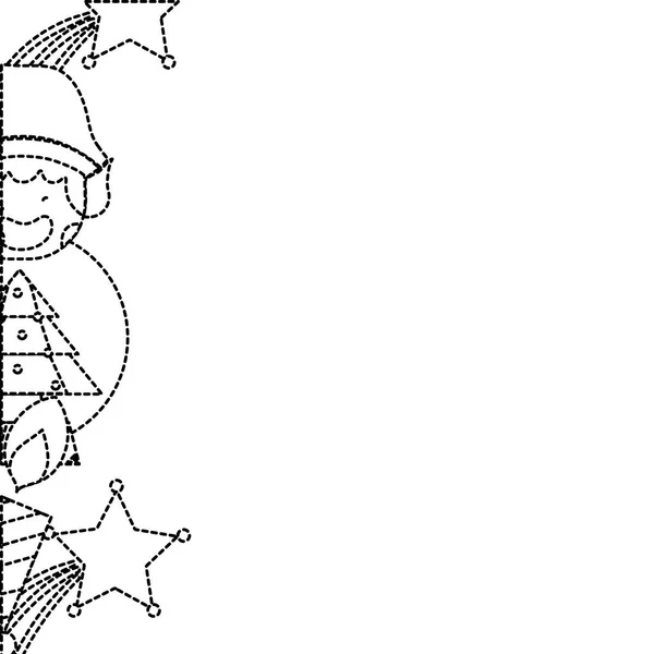 Пунктирная Форма Веселое Рождество Украшения Фона Дизайн Векторной Иллюстрации — стоковый вектор