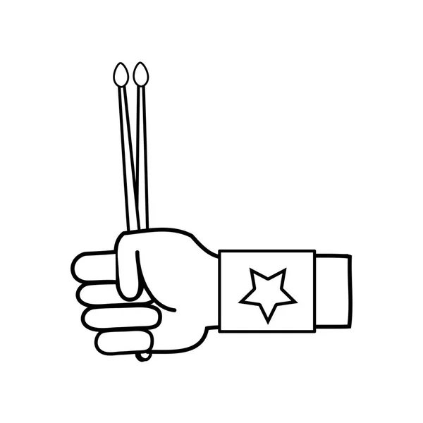 Line Rocker Hand Bracelet Drumsticks Object Vector Illustration — Stock Vector
