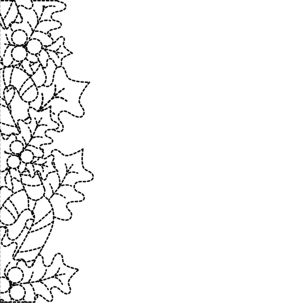 Пунктирна Форма Весела Різдвяна Прикраса Листям Гілками Векторні Ілюстрації — стоковий вектор