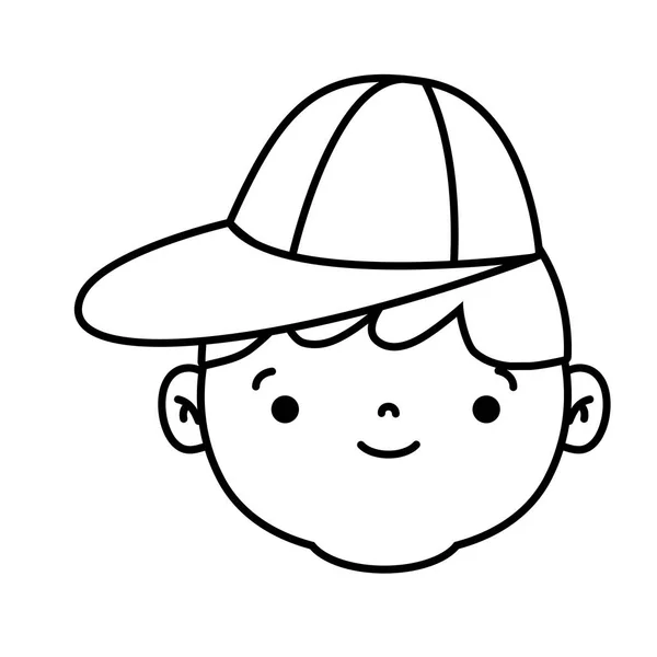Лінія Аватар Хлопчик Голова Дизайном Зачіски Векторні Ілюстрації — стоковий вектор