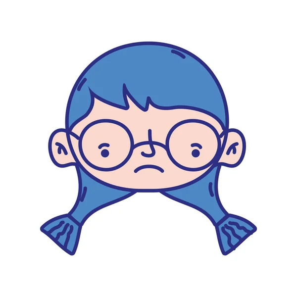 Mädchenkopf Mit Brille Und Frisur Vektor Illustraon — Stockvektor