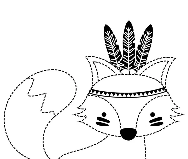 Kropkowane Kształt Zwierzę Ładny Fox Ilustracji Wektorowych Ozdoba Pierze — Wektor stockowy