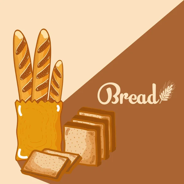 Brot Köstlich Und Frisch Bäckerei Über Braunem Hintergrund Vektor Illustration — Stockvektor