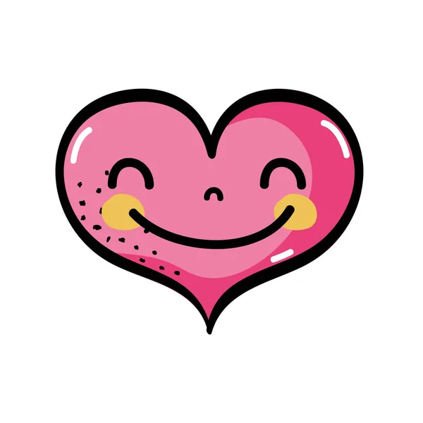 Happy Heart Kawaii Mit Gesichtsausdruck Vektor Illustration — Stockvektor