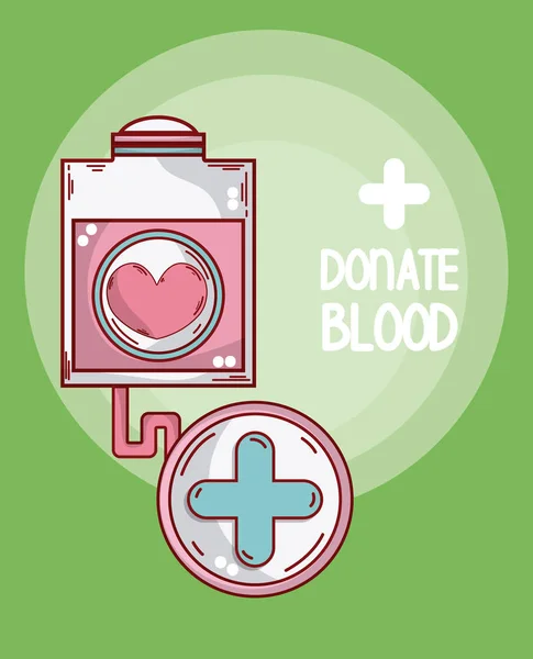 Donar Bolsa Sangre Cruz Médica Símbolo Vector Ilustración Diseño Gráfico — Vector de stock