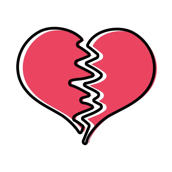 Color Heart Symbol Love Broken Design Vector Illustration — Stock Vector