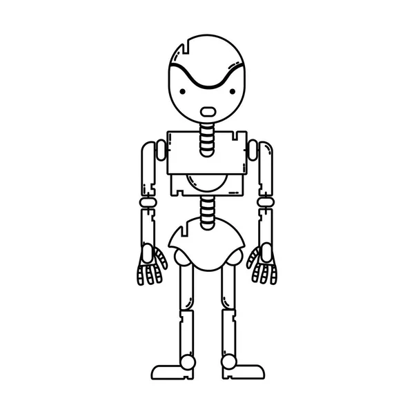 Linje Robot Maskin Med Teknik Kropp Design Vecctor Illustration — Stock vektor