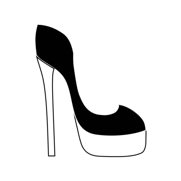 Kontur Moda Topuklu Ayakkabılar Topuklu Ayakkabılarını Stil Vektör Çizim — Stok Vektör