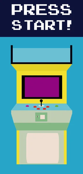 Sajtó Elkezd Játszani Arcade Neon Színes Vektoros Illusztráció Grafikai Koncepció — Stock Vector