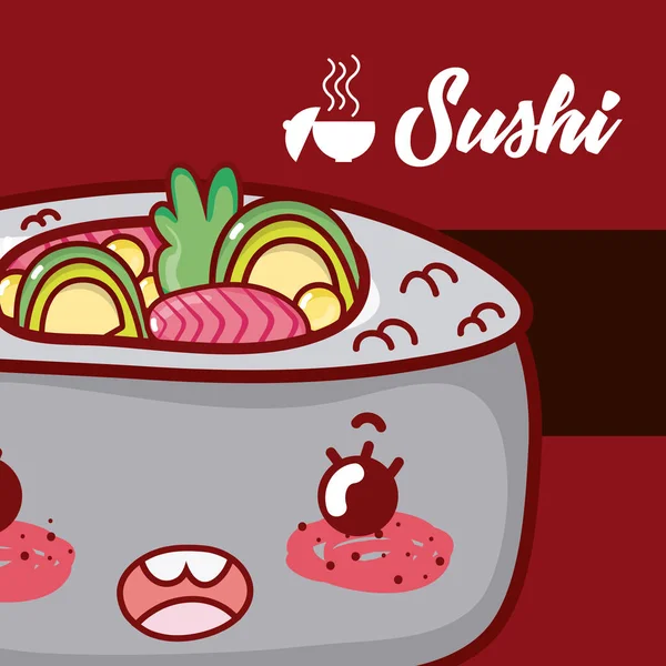 Japanisch Essen Niedlich Kawaii Vektor Illustration Grafik Design — Stockvektor