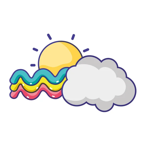 Zon Heldere Regenboog Met Wolk Hemel Vectorillustratie — Stockvector