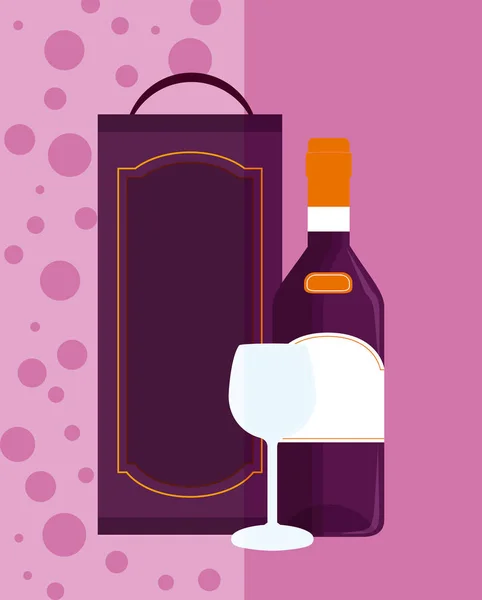 Обложка Меню Вина Векторной Иллюстрацией Бутылки Чашки Графический Дизайн — стоковый вектор