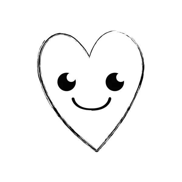 Figura Agradável Sorriso Coração Kawaii Cartoon Vetor Ilustração —  Vetores de Stock