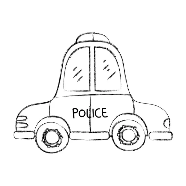 Grunge Emergencia Policía Coche Transporte Con Sirena Vector Ilustración — Vector de stock