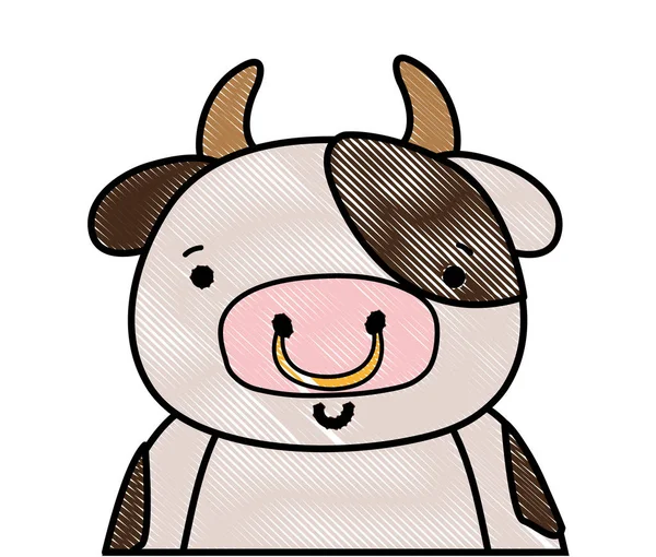 Illustration Vectorielle Animale Sauvage Vache Adorable Heureuse Râpée — Image vectorielle