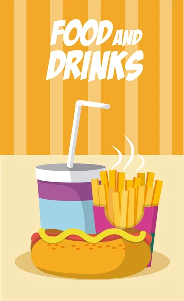 Fast Food Kombi Soda Projekt Graficzny Ilustracja Wektora — Wektor stockowy
