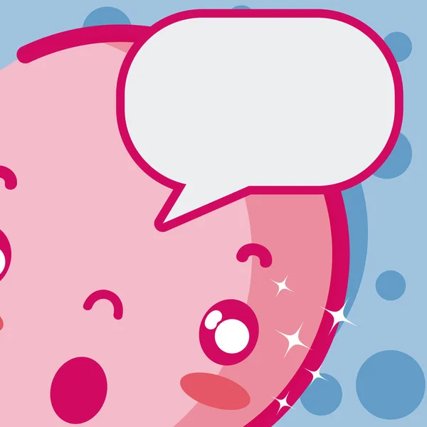 Schattig Kawaii Emoji Met Bubble Vector Illustratie Grafisch Ontwerp — Stockvector