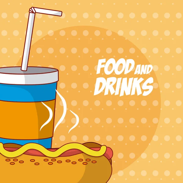 Fastfood Combo Met Soda Vector Illustratie Grafisch Ontwerp — Stockvector