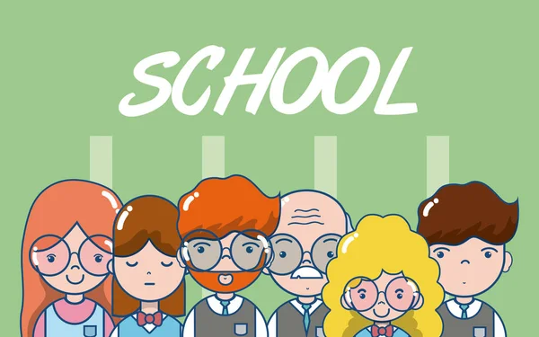 Professeurs École Étudiants Illustration Vectorielle Dessin Animé Mignon Design Graphique — Image vectorielle