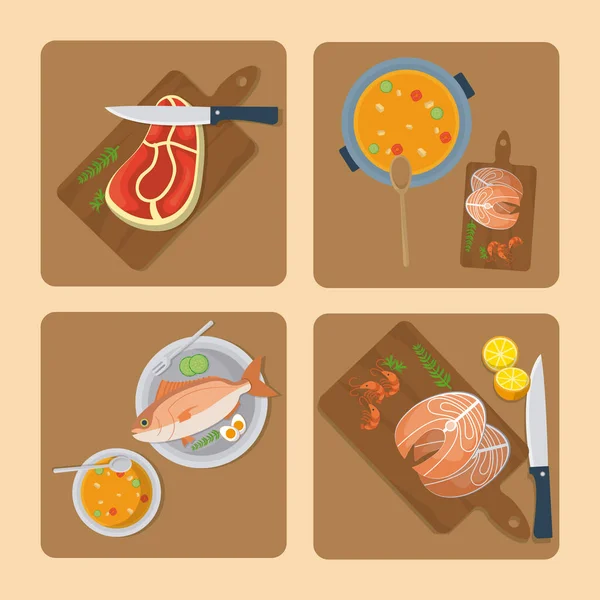 正方形のフレームで健康食品ベクトル イラスト グラフィック デザイン — ストックベクタ