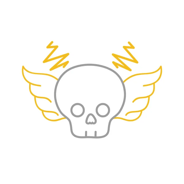 Color Line Skull Wings Rock Art Symbol Vector Illustration — Stock Vector