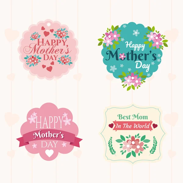 Happy Mothers Day Emblems Icon Vector Illustration Graphic Design — Stock Vector