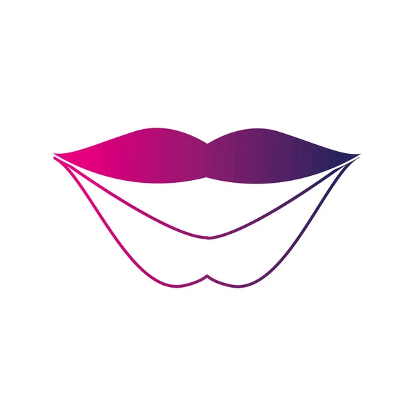 Bouche Mode Silhouette Avec Maquillage Rouge Lèvres Dans Illustration Vectorielle — Image vectorielle