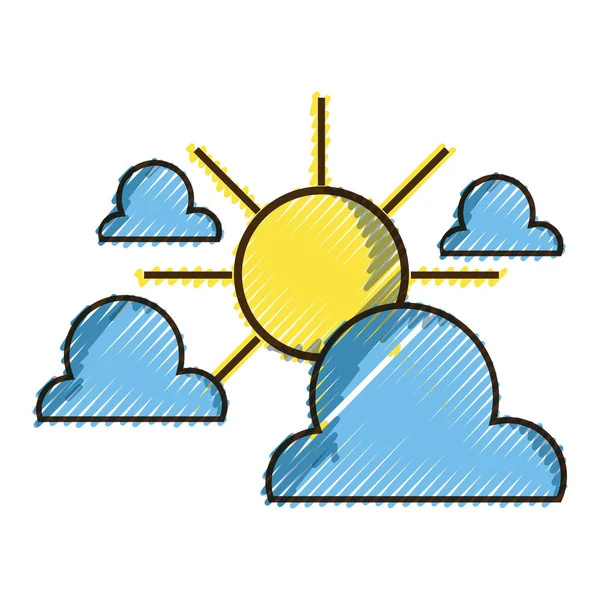 Решёные Облака Солнечной Погодой Векторной Иллюстрации Неба — стоковый вектор