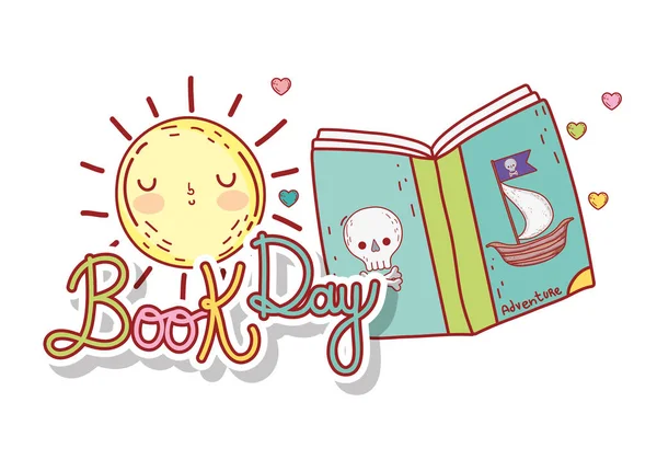 Education book day celebration with sun — Stock Vector