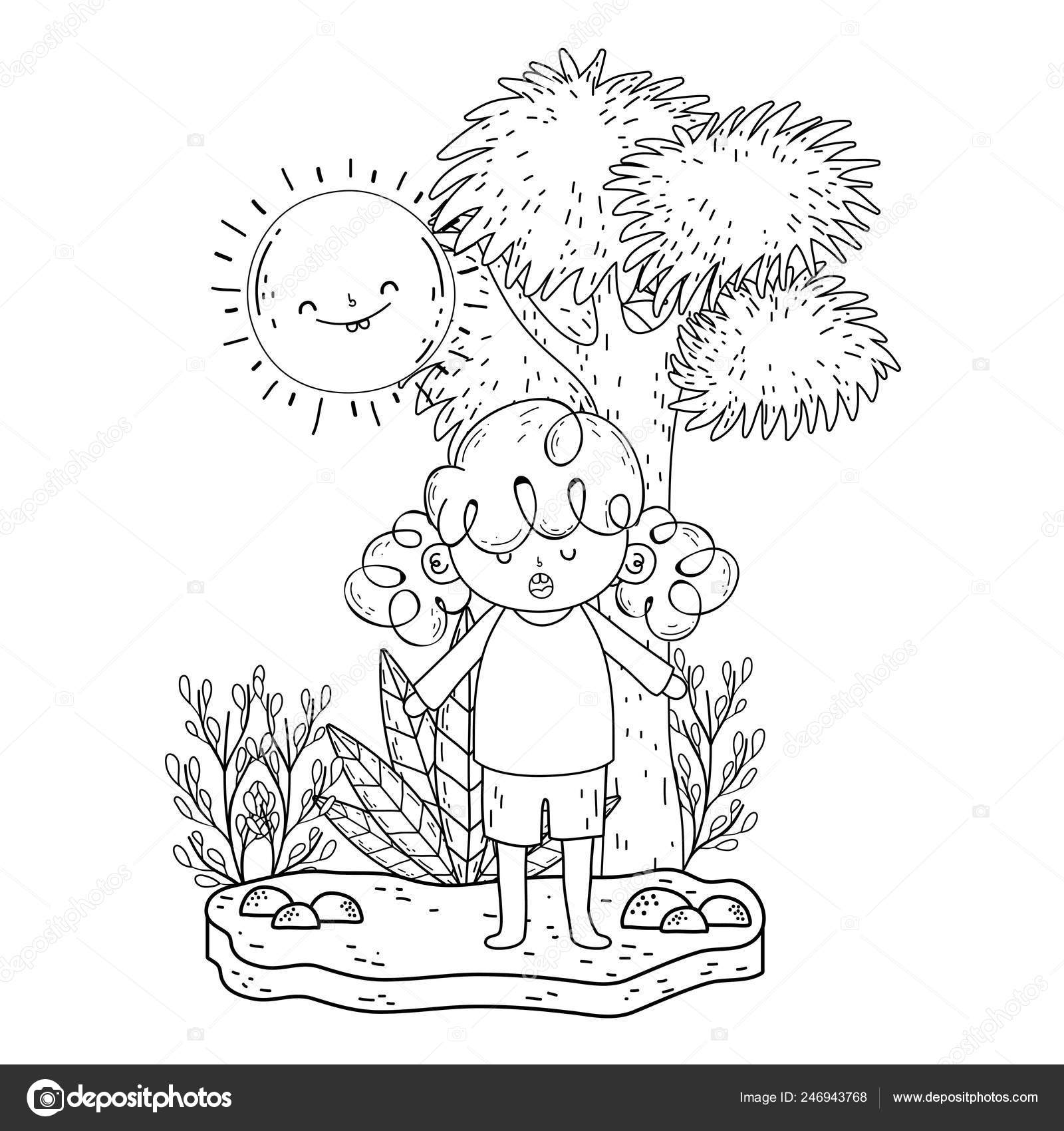 風景の中の太陽可愛いとかわいい女の子 ストックベクター C Stockgiu